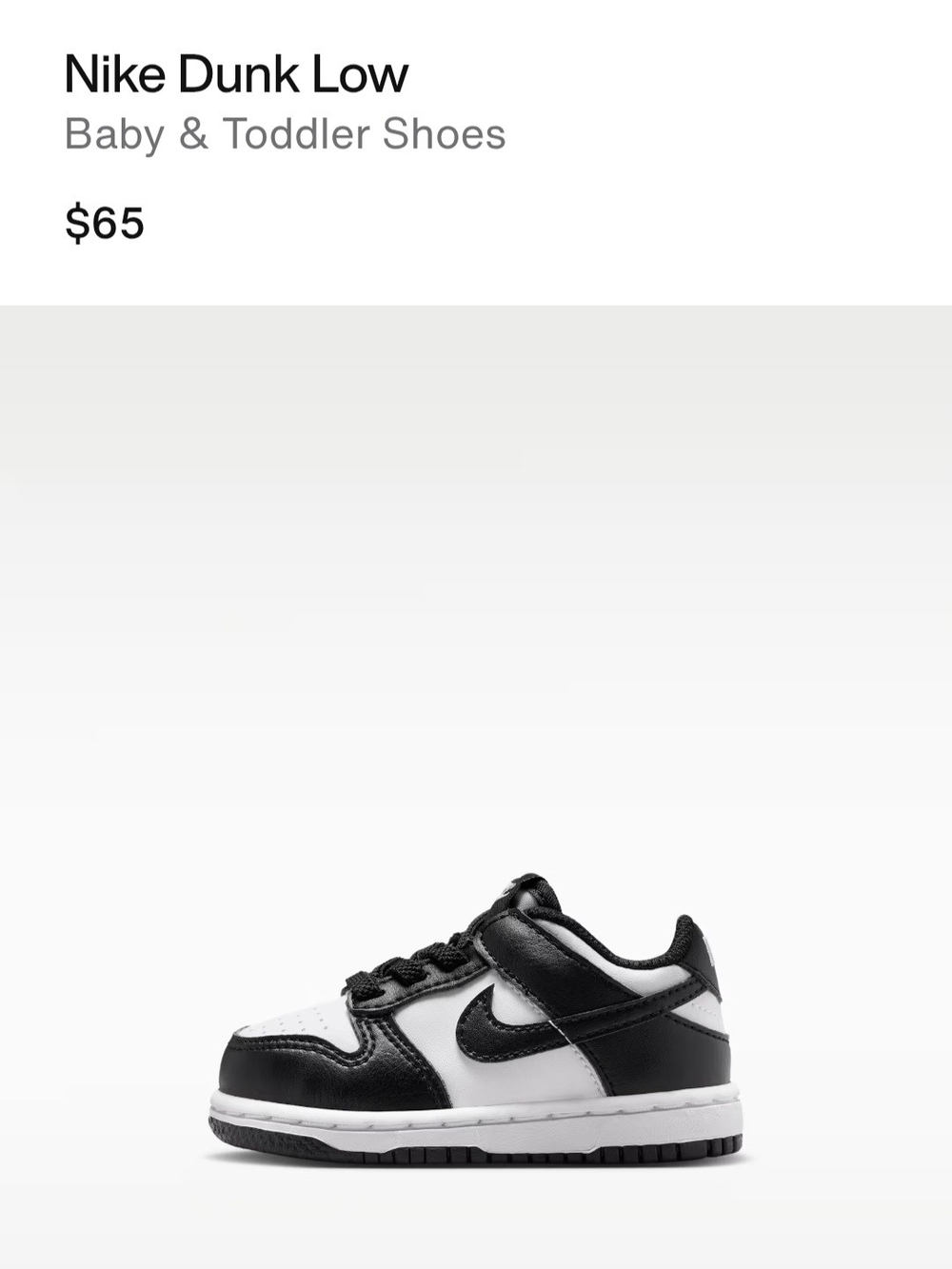 Nike Baby Dunk Low - Black & White Toddler Sneakers